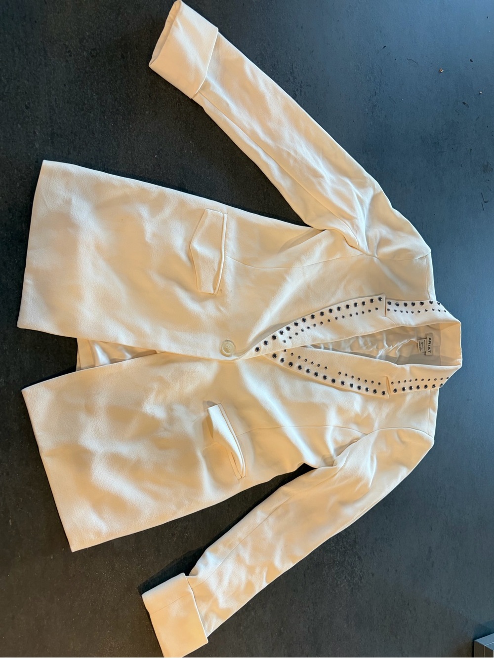 Women Ariat Cream Stud-Trim Single-Button Blazer
